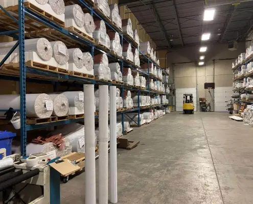DeckRite warehouse with membrane rolls